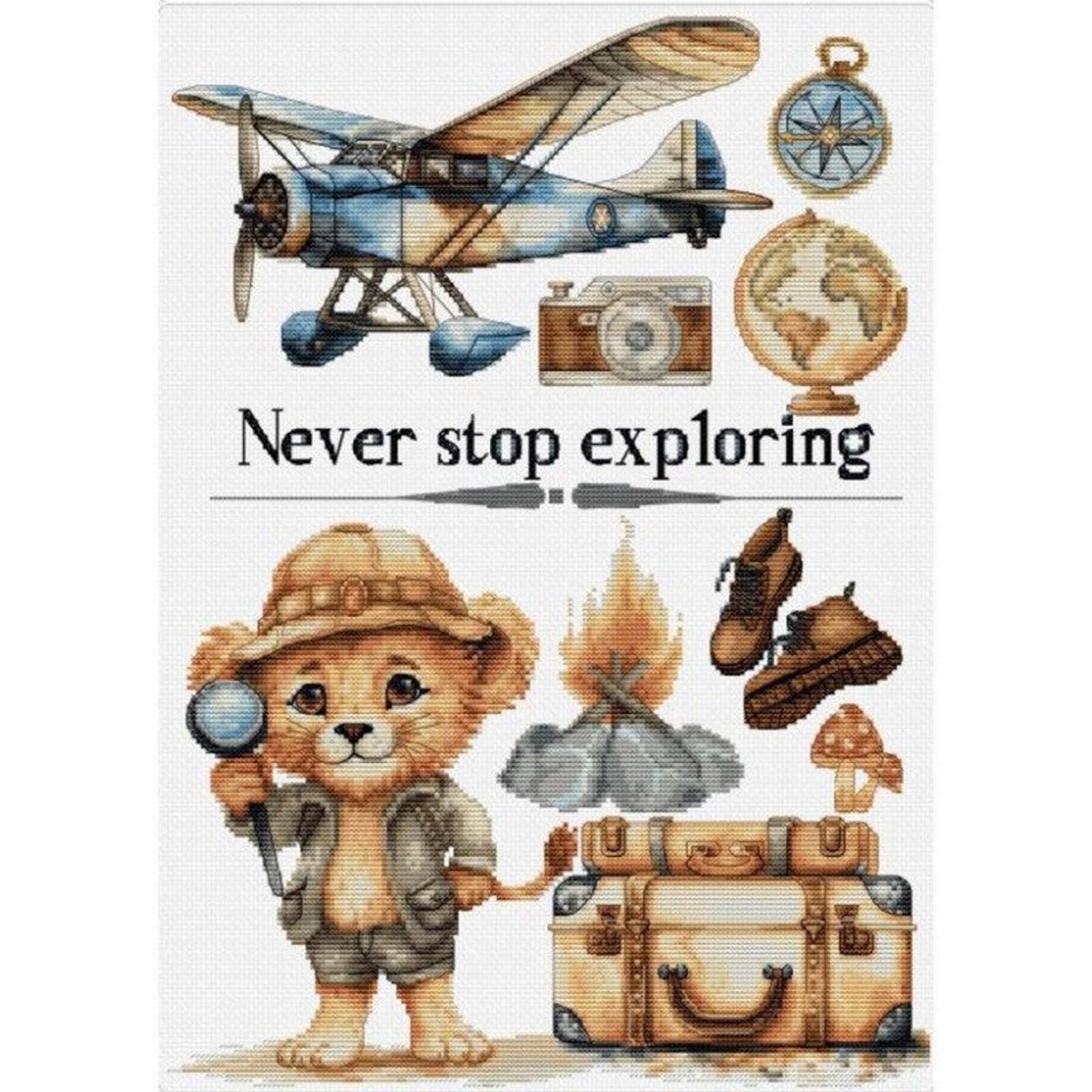 Luca-S Never Stop Exploring Counted Cross Stitch Kit
